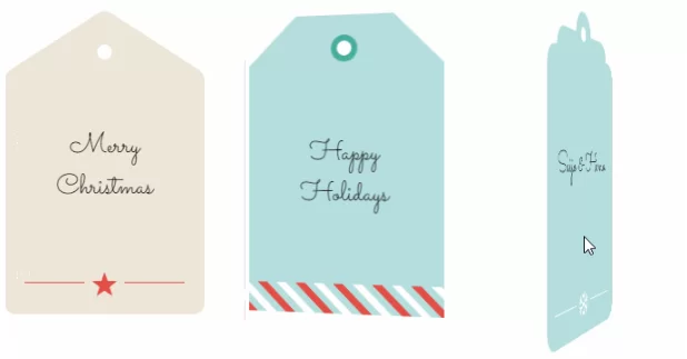 Рождественские теги с эффектом разворота