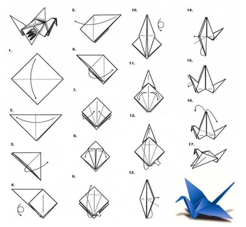 оригами журавль