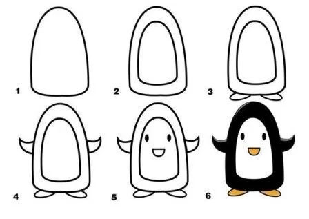 Учимся рисовать пингвина поэтапно