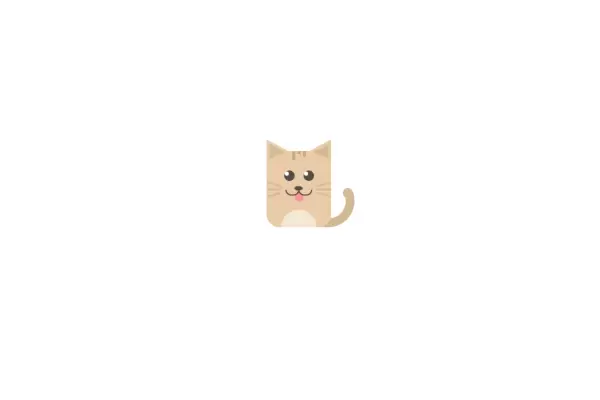 Котик с высунутым язычком на HTML  и CSS
