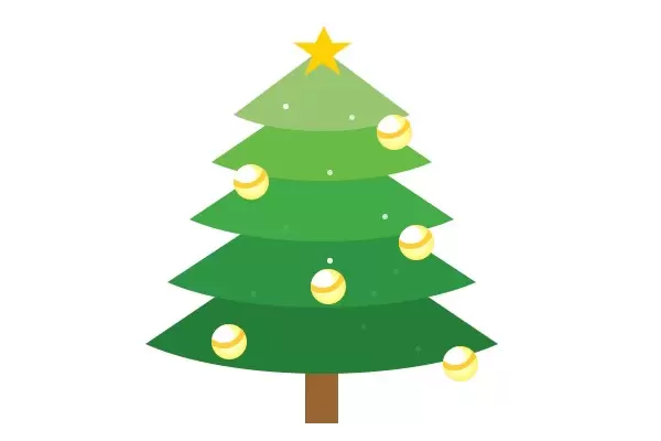 Новогодняя елка с шарами для сайта на CSS