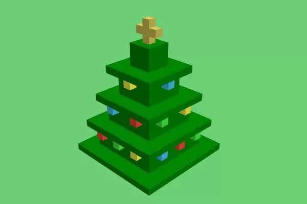 3D-анимация «Рождественская елка» в стиле Minecraft для сайта
